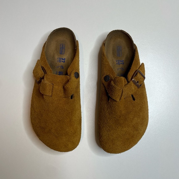 Birkenstock Boston Tan Caramel Suede Clogs Women’s Size 6/37 EUC - Picture 1 of 6